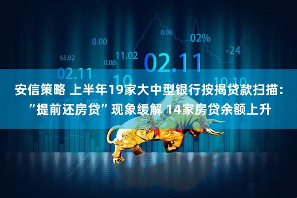 安信策略 上半年19家大中型银行按揭贷款扫描：“提前还房贷”现象缓解 14家房贷余额上升