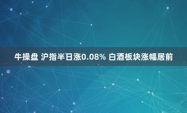 牛操盘 沪指半日涨0.08% 白酒板块涨幅居前